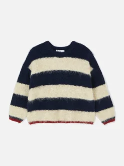 Pullover Und Cardigans|Primark Flauschiger „Rita Ora“ Strickpullover Mit Streifen Marineblau