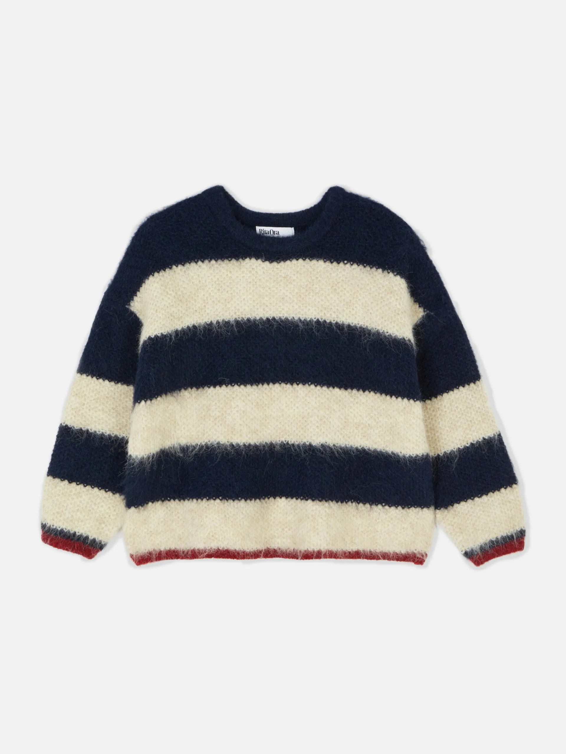 Pullover Und Cardigans|Primark Flauschiger „Rita Ora“ Strickpullover Mit Streifen Marineblau