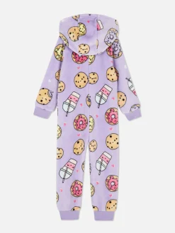 Snuddies Und Einteiler|Primark Fleece-Einteiler Mit Food-Muster Lilafarben