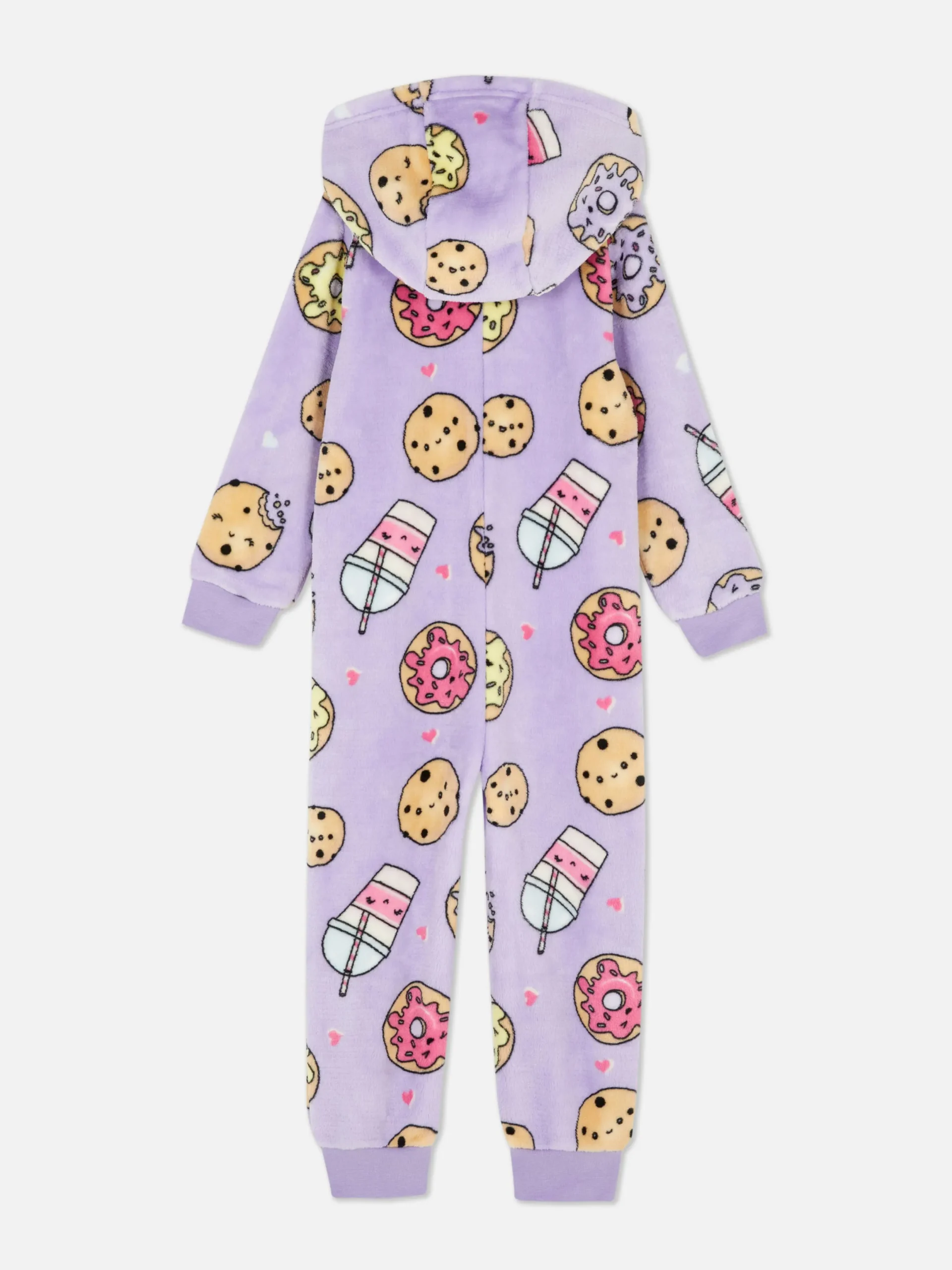 Snuddies Und Einteiler|Primark Fleece-Einteiler Mit Food-Muster Lilafarben