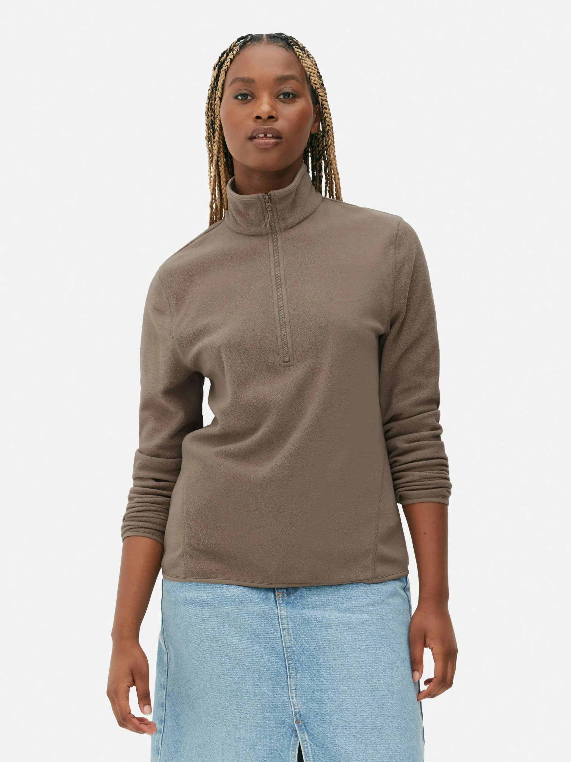 Pullover Und Cardigans|Primark Fleecejacke Mit Halbem Reißverschluss Taupefarben