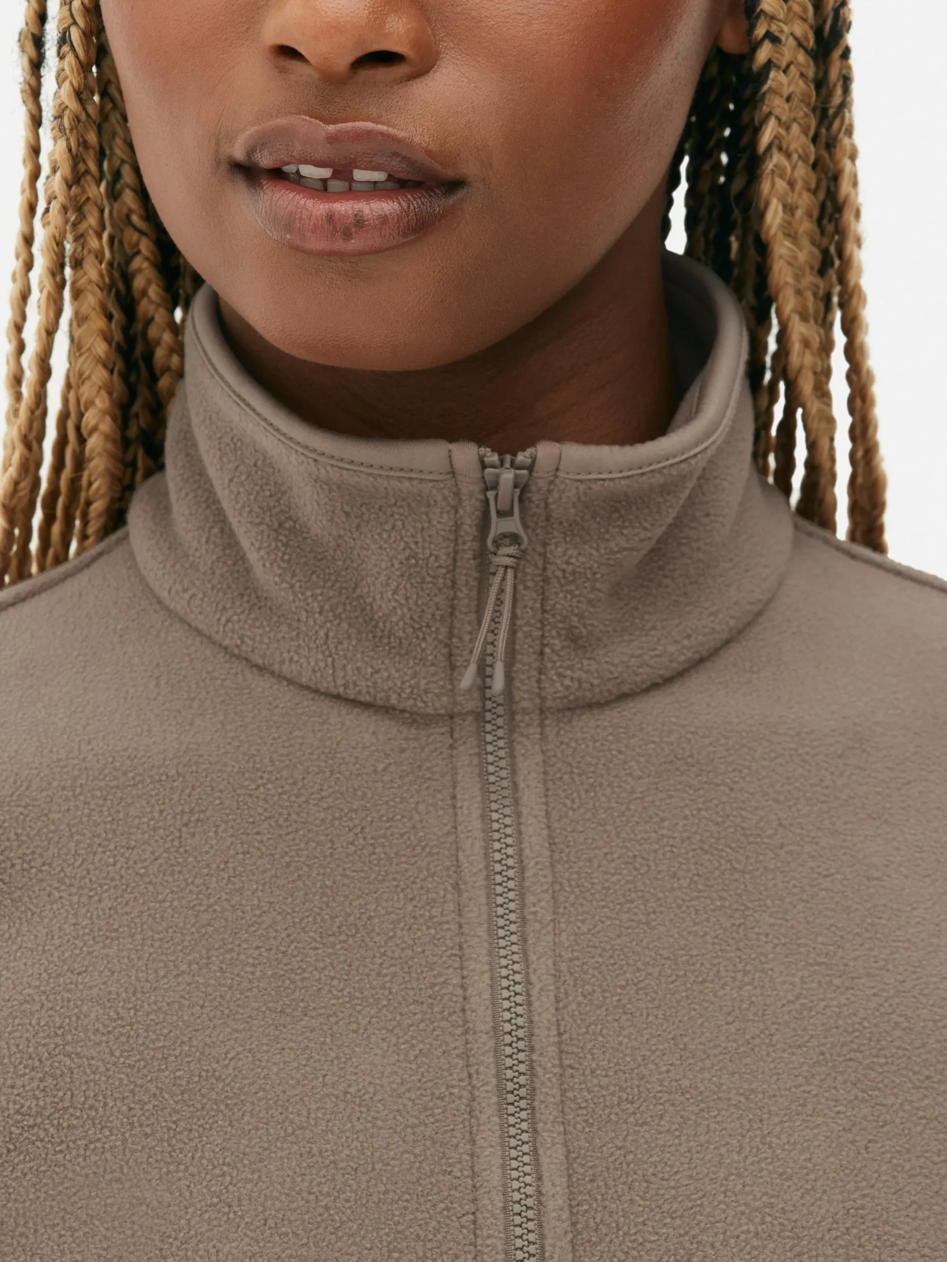 Pullover Und Cardigans|Primark Fleecejacke Mit Halbem Reißverschluss Taupefarben