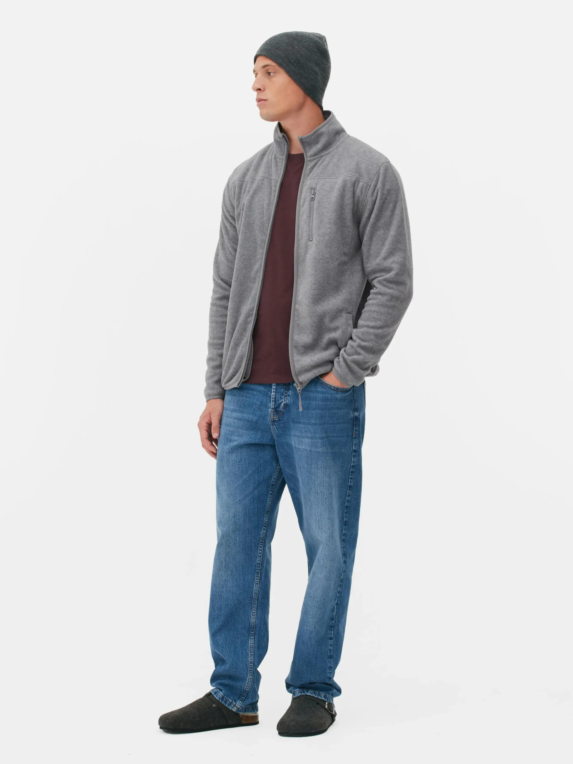 Jacken Und Mäntel|Primark Fleecejacke Mit Trichterkragen Und Reißverschluss Grau meliert