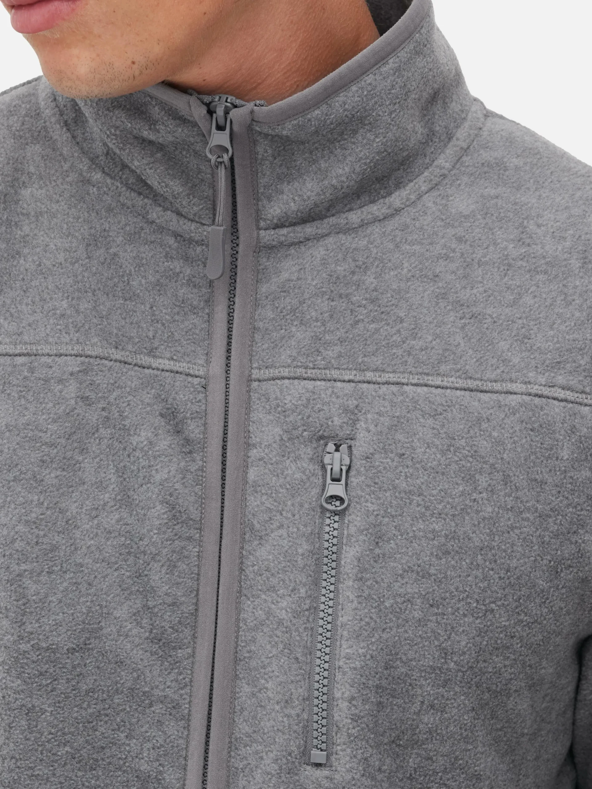 Jacken Und Mäntel|Primark Fleecejacke Mit Trichterkragen Und Reißverschluss Grau meliert