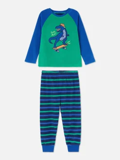Schlafanzüge Und Nachtwäsche|Primark Fleece-Schlafanzug Mit Dinosaurier-Print Grün