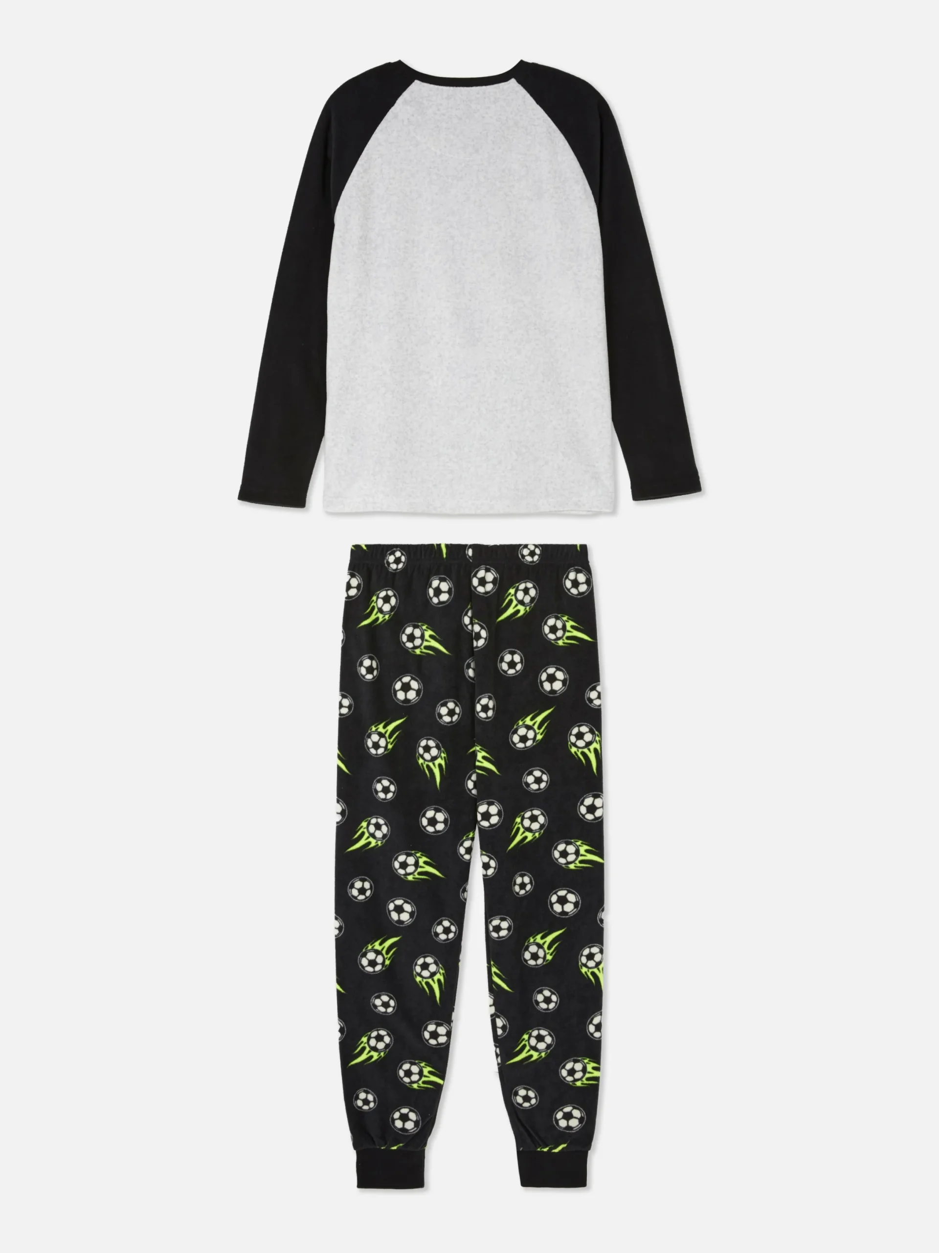 Schlafanzüge Und Nachtwäsche|Primark Fleece-Schlafanzug Mit Fußball-Print Grau meliert