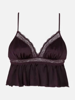 Bhs|Primark Fließender Satin-Bralette-BH Mit Spitze Weinrot