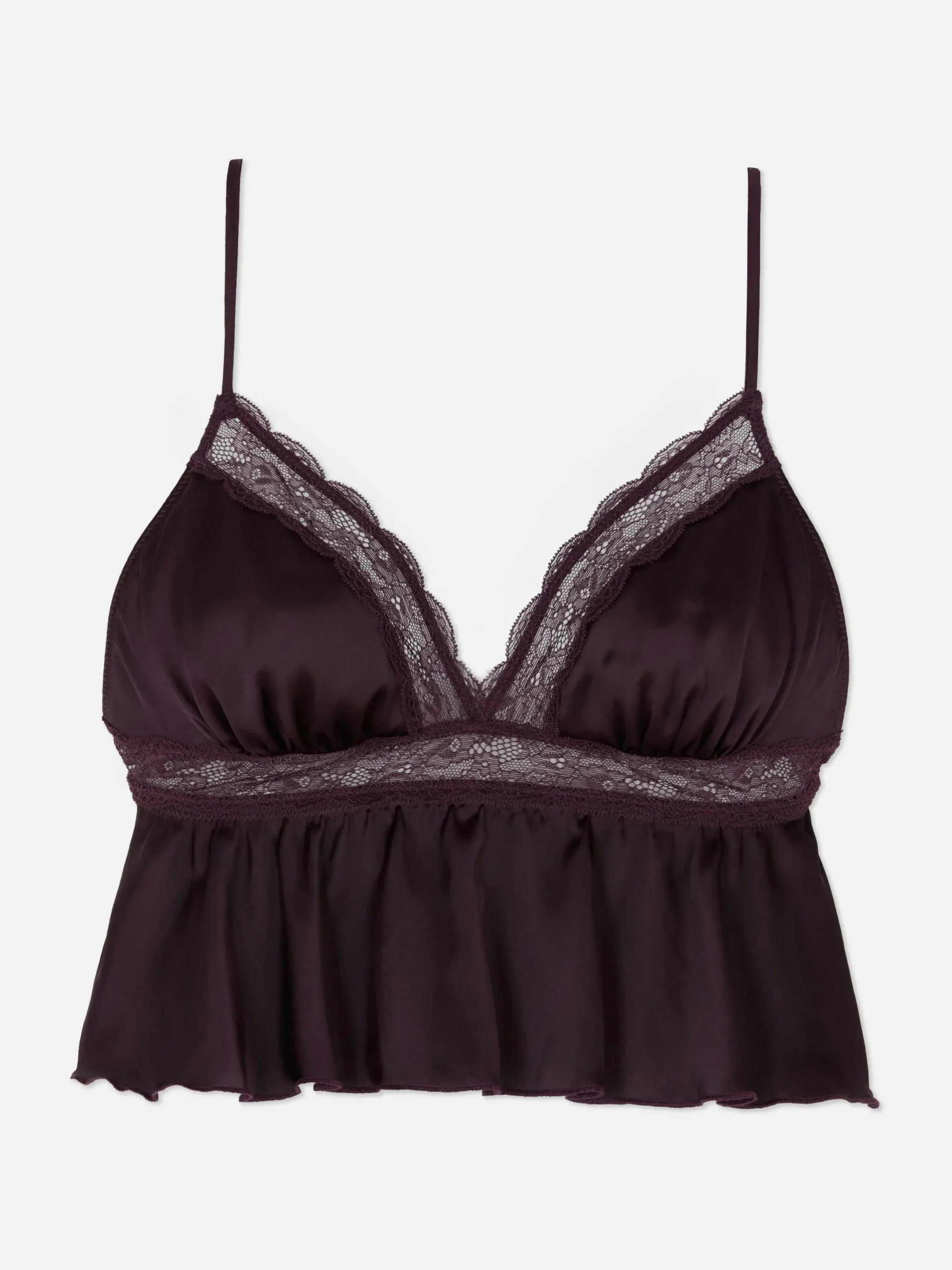Bhs|Primark Fließender Satin-Bralette-BH Mit Spitze Weinrot
