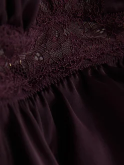 Bhs|Primark Fließender Satin-Bralette-BH Mit Spitze Weinrot