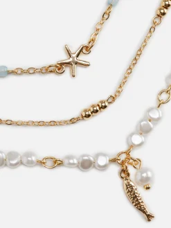 Schmuck|Primark Fußkettchen Mit Meeresmotiv, 3er-Pack Weiß