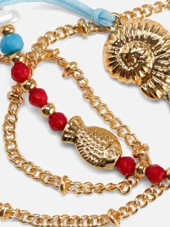Schmuck|Primark Fußkettchen Mit Muschelanhänger, 3er-Pack Blau