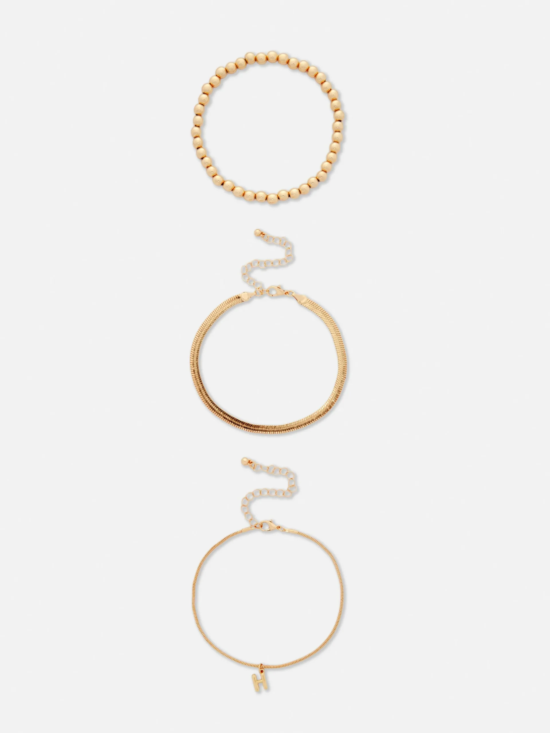 Schmuck|Primark Fußkette Mit Initiale & Unendlichkeitssymbol, 3er-Pack Gelb