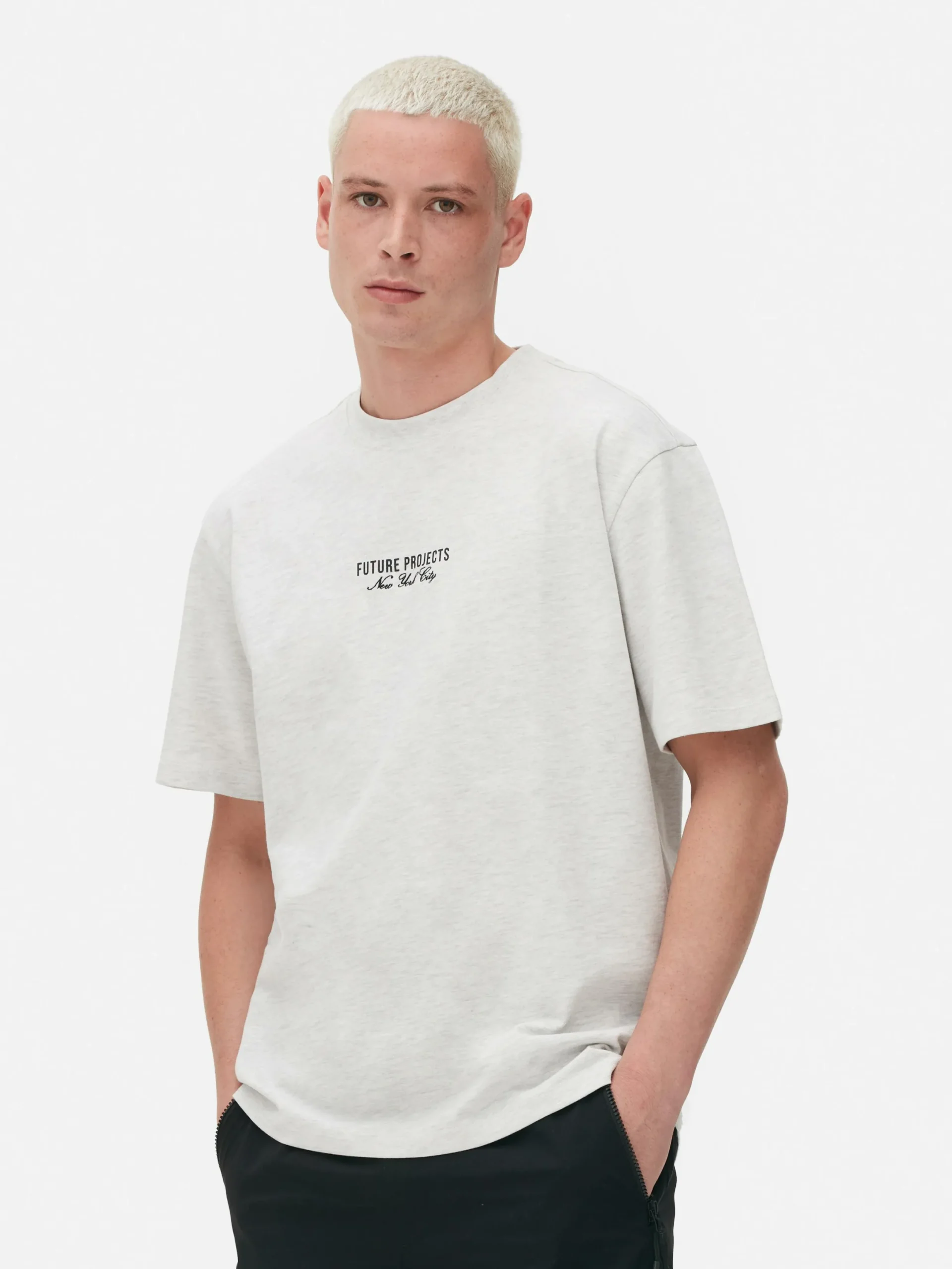 Tops Und T-Shirts|Primark „Future Projects“ T-Shirt Mit Stickerei Grau meliert