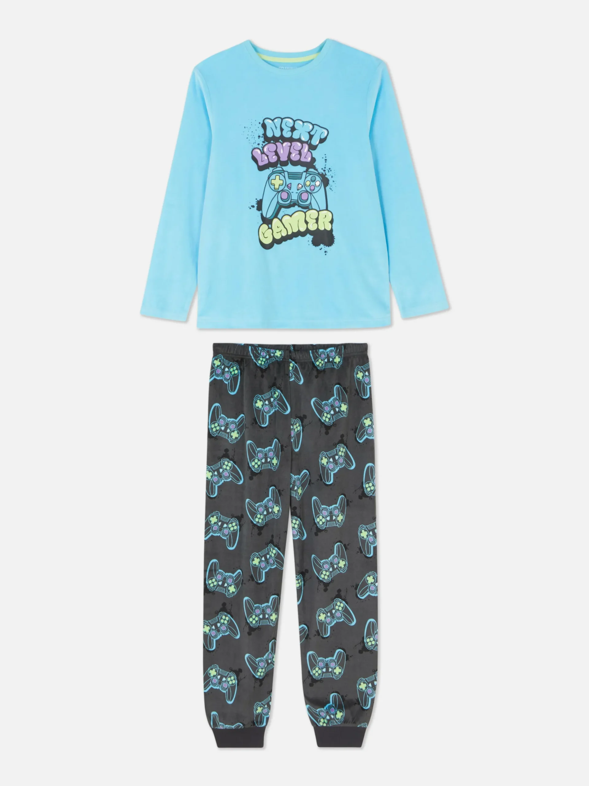 Schlafanzüge Und Nachtwäsche|Primark „Game Controller“ Schlafanzug Aus T-Shirt Und Hose Blau