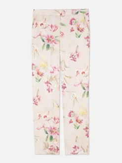 Schlafanzughosen|Primark Geblümte Gerade Schlafanzughose Aus Satin Rosa