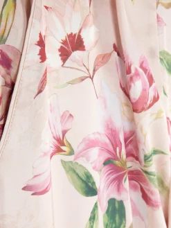 Schlafanzughosen|Primark Geblümte Gerade Schlafanzughose Aus Satin Rosa