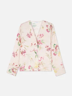 Schlafanzugoberteile|Primark Geblümtes Satin-Nachthemd Mit V-Ausschnitt Rosa