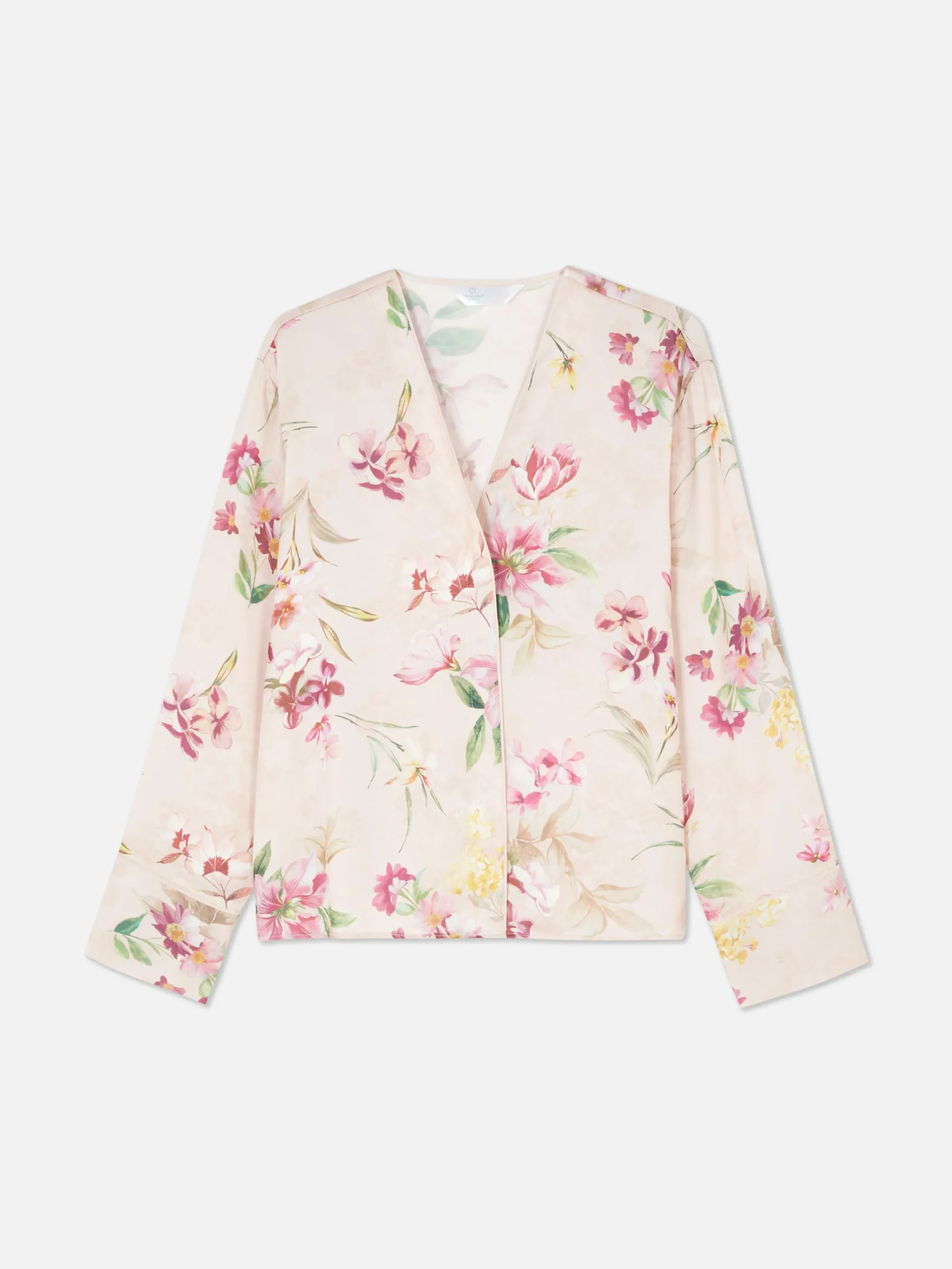 Schlafanzugoberteile|Primark Geblümtes Satin-Nachthemd Mit V-Ausschnitt Rosa