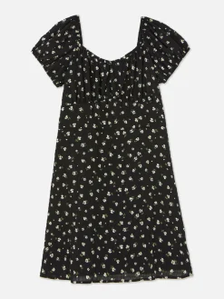 Kleider|Primark Gekräuseltes Kleid Mit Blumenmuster Schwarz