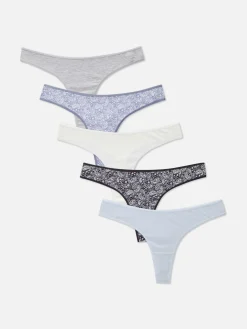 Slips|Primark Gemusterte Tangas, 5er-Pack Blau