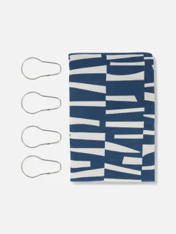 Badematten|Primark Gemusterter Duschvorhang Marineblau