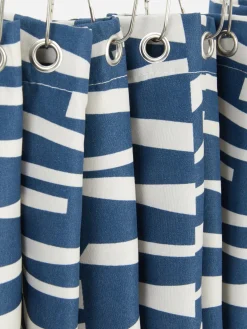 Badematten|Primark Gemusterter Duschvorhang Marineblau
