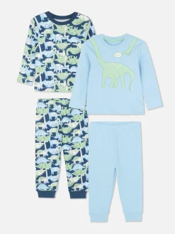 Schlafanzüge Und Nachtwäsche|Primark Gemusterter Schlafanzug Mit Langen Ärmeln, 2er-Pack Blau