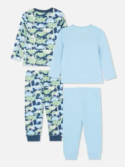 Schlafanzüge Und Nachtwäsche|Primark Gemusterter Schlafanzug Mit Langen Ärmeln, 2er-Pack Blau