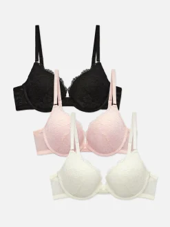 Bhs|Primark Gepolsterte Push-up-BHs Aus Spitze, 3er-Pack Schwarz