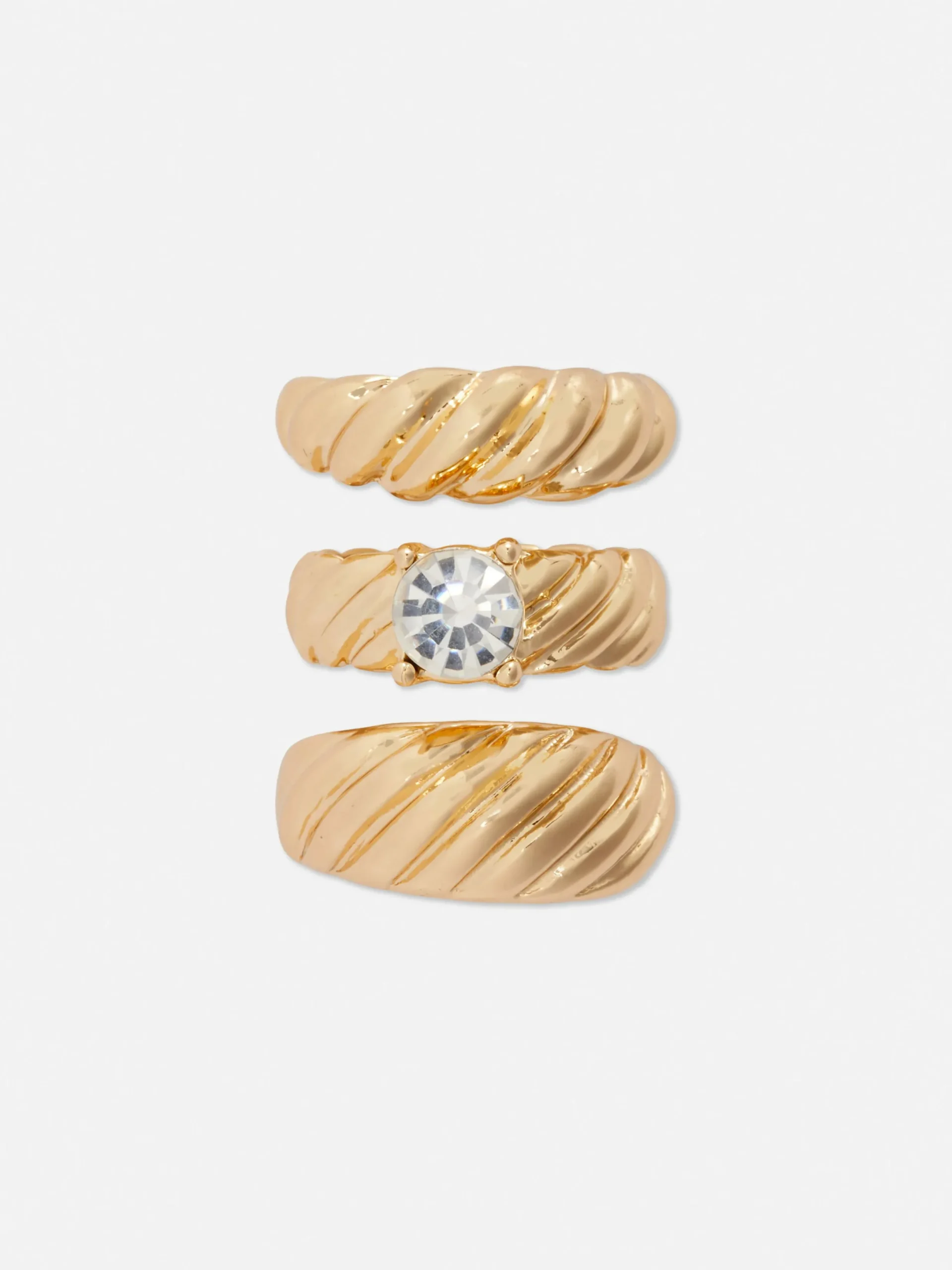 Schmuck|Primark Geriffelte „Rita Ora“ Stapelringe, 3er-Pack Gelb