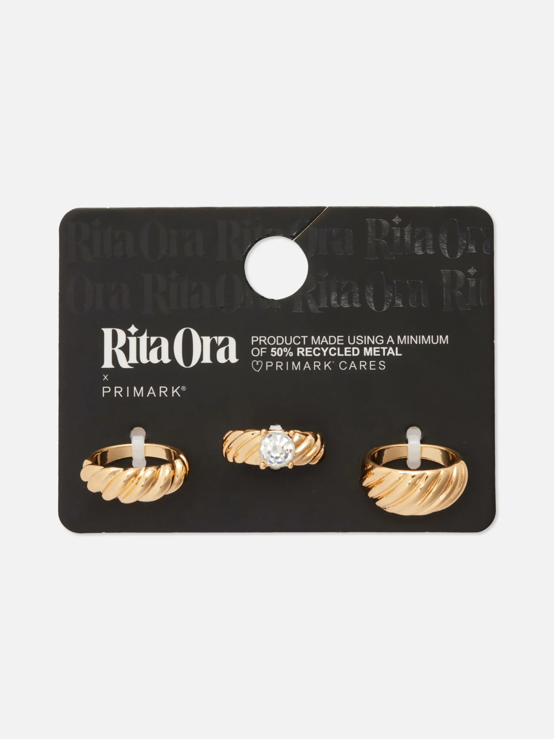 Schmuck|Primark Geriffelte „Rita Ora“ Stapelringe, 3er-Pack Gelb