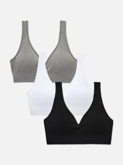 Bhs|Primark Gerippte BHs Mit V-Ausschnitt, 3er-Pack Schwarz