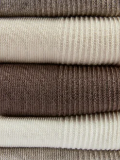 Socken|Primark Gerippte Crew-Socken, 5er-Pack Hellbeige