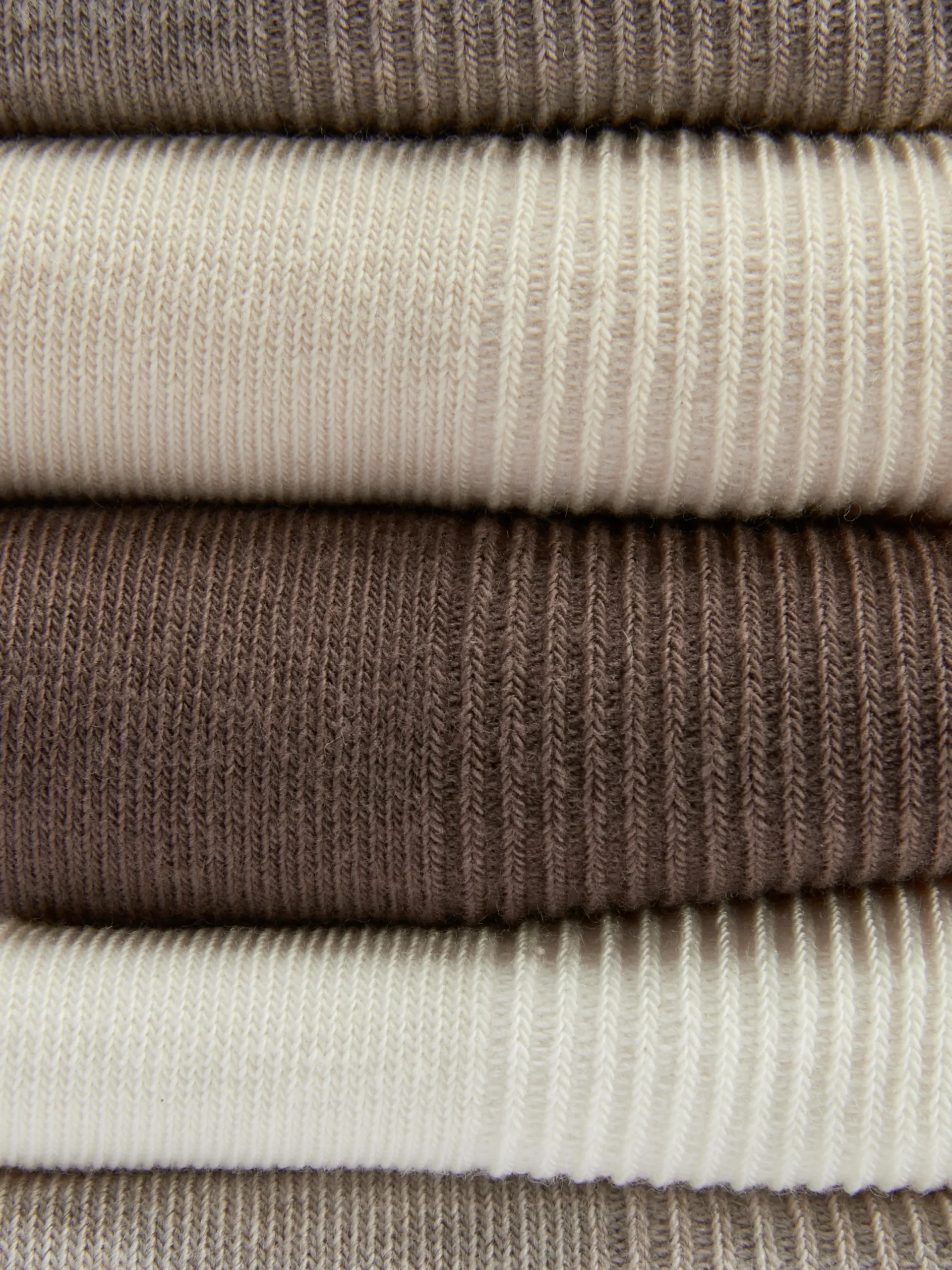 Socken|Primark Gerippte Crew-Socken, 5er-Pack Hellbeige