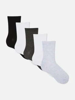 Socken|Primark Gerippte Crew-Socken, 5er-Pack Grau