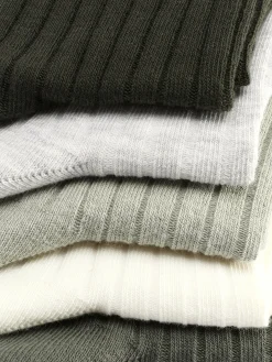 Socken|Primark Gerippte Crew-Socken, 5er-Pack Oliv