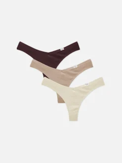 Slips|Primark Gerippte Miami-Tangas, 3er-Pack Mokkafarben