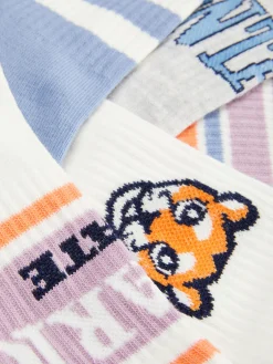 Socken Und Strumpfhosen|Primark Gerippte Söckchen Mit College-Prints, 5er-Pack Orange