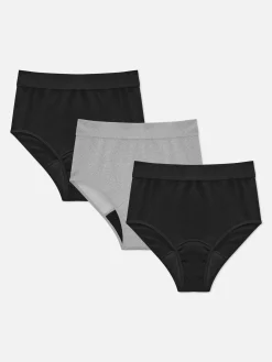 Slips|Primark Gerippte Slips Mit Hohem Bund, 3er-Pack Schwarz