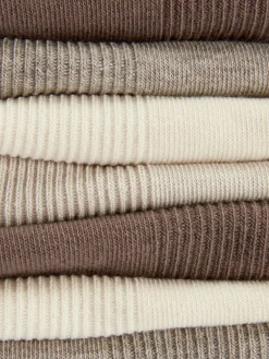 Socken|Primark Gerippte Sneakersocken, 7er-Pack Hellbeige