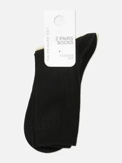 Socken|Primark Gerippte „The Edit“ Socken, 2er-Pack Elfenbeinfarben