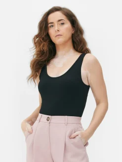Tops Und T-Shirts|Primark Gerippter Body Mit U-Ausschnitt Schwarz