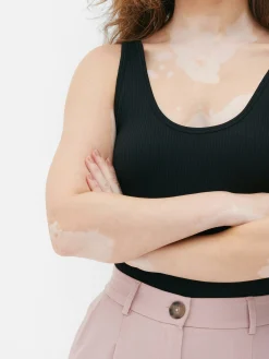 Tops Und T-Shirts|Primark Gerippter Body Mit U-Ausschnitt Schwarz