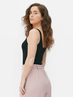 Tops Und T-Shirts|Primark Gerippter Body Mit U-Ausschnitt Schwarz