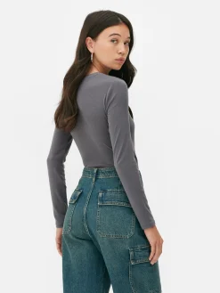 Tops Und T-Shirts|Primark Gerippter Body Mit Weicher Haptik Grau