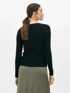 Pullover Und Cardigans|Primark Gerippter Cardigan Mit V-Ausschnitt Schwarz