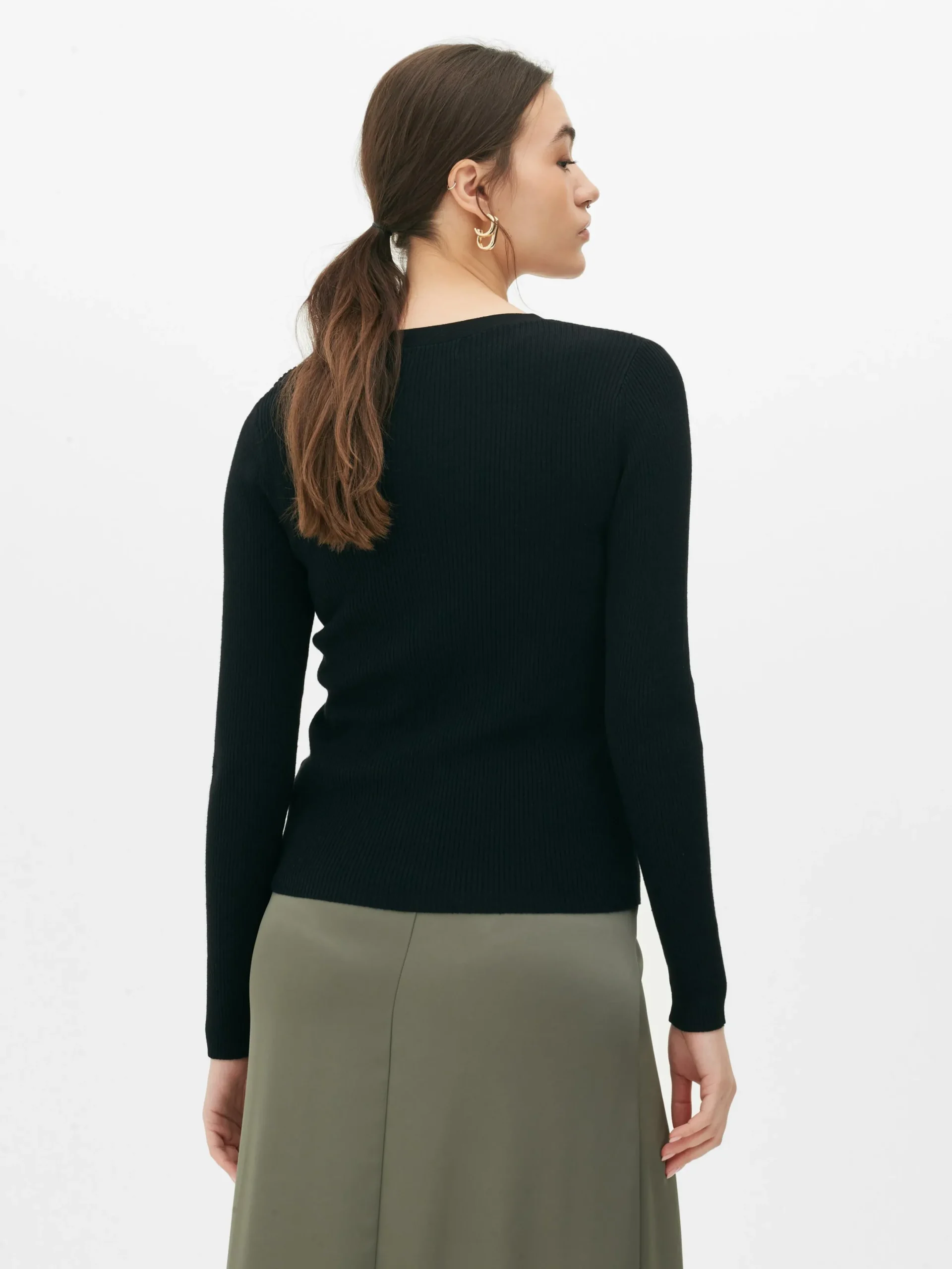 Pullover Und Cardigans|Primark Gerippter Cardigan Mit V-Ausschnitt Schwarz