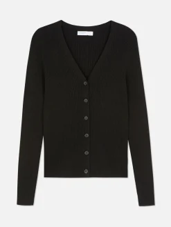 Pullover Und Cardigans|Primark Gerippter Cardigan Mit V-Ausschnitt Schwarz