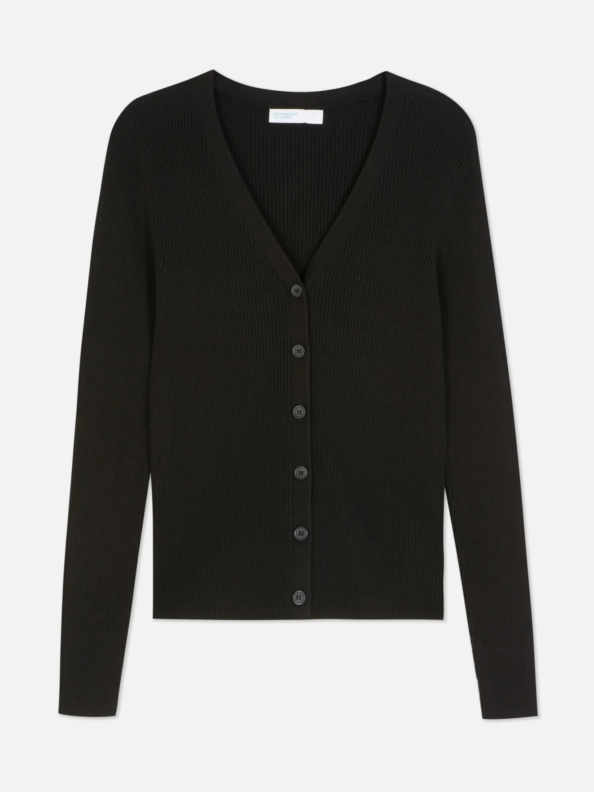 Pullover Und Cardigans|Primark Gerippter Cardigan Mit V-Ausschnitt Schwarz