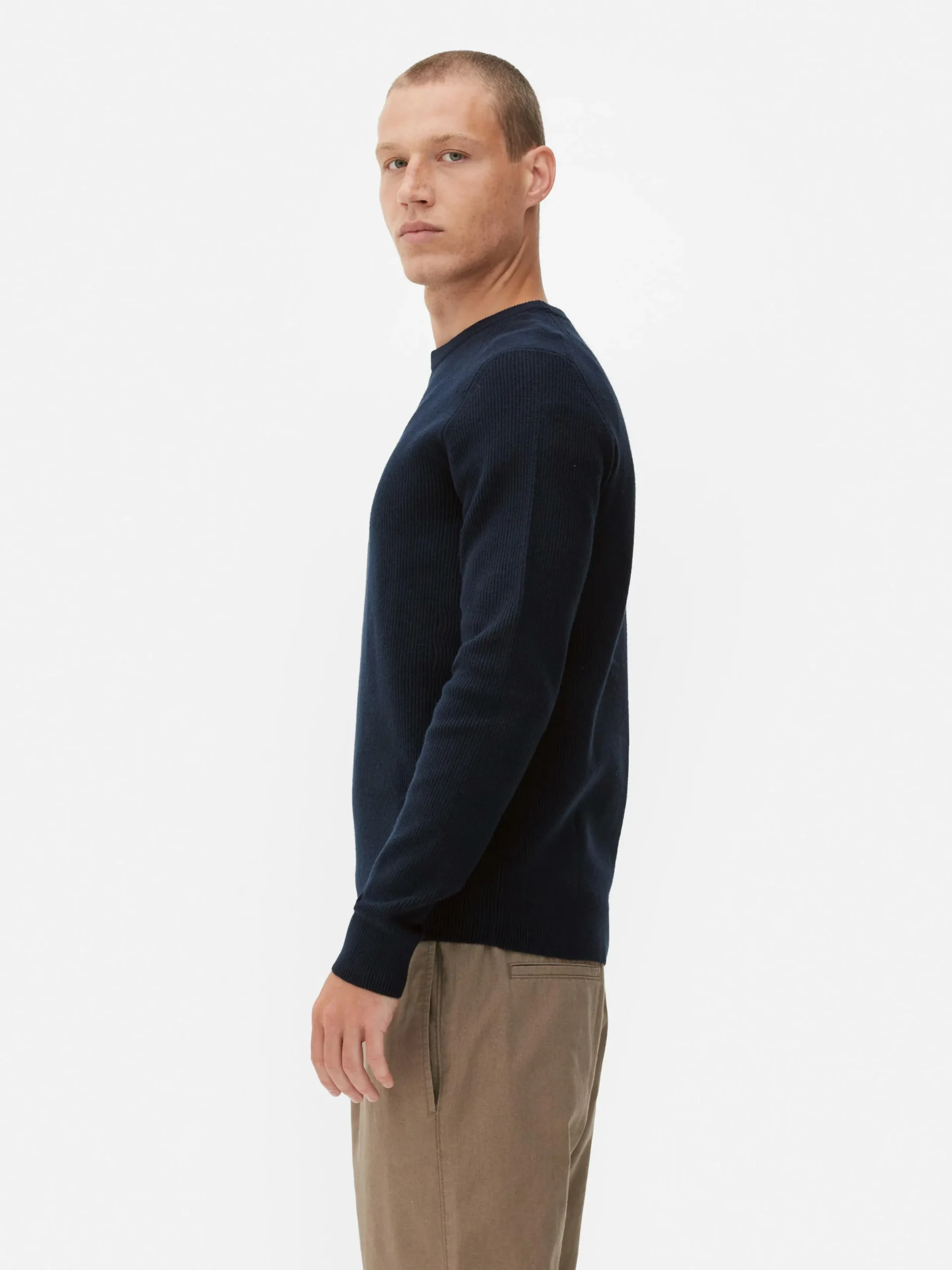 Pullover Und Cardigans|Primark Gerippter Pullover Mit Rundhalsausschnitt Marineblau